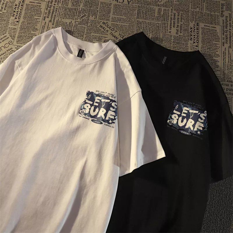Men's TShirts European and American creative letter pure cotton short sleeved Tshirt for men and women ins summer loose casual couple y2k top 230