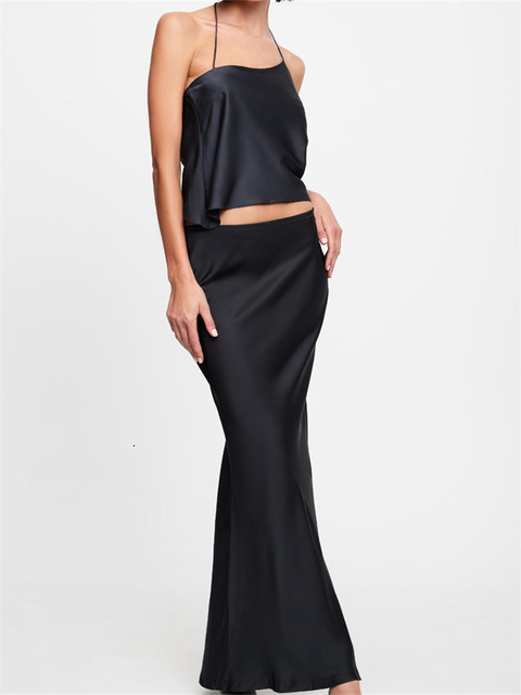 Two Piece Dress CHRONSTYLE Women Y2K 2 Skirt Sets Outfits Sleeveless Off Shoulder Halter Backless Camis Tops Midi Skirts Summer Streetwear 230512