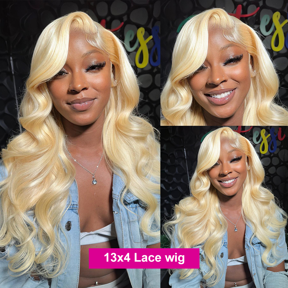 Brazilian Hair 613 Honey Blonde Color 13x4 HD Transparent Lace Frontal Wigs Body Wave 30 Inch Synthetic Lace Front Wig For Women