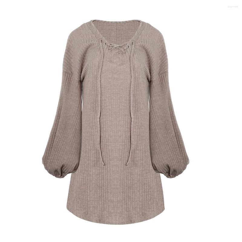 Casual Dresses 2023 Autumn And Winter V-neck Lace Up Lantern Sleeve Knitted Pit Strip Dress Women, Khaki
Casual Dresses 2023 Autumn And Winter V-neck Lace Up Lantern Sleeve Knitted Pit Strip Dress Women, Khaki