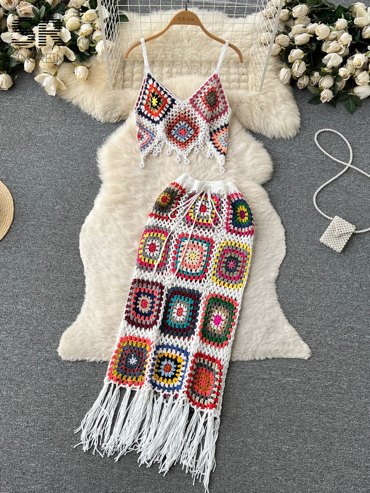 Two Piece Dress SINGREINY Hook Design Knitted Set Irregular Camisole Hollow Out Elastic Waist Long Skirt Vacation Fashion Tassel Suits 230512, Apricot
Two Piece Dress SINGREINY Hook Design Knitted Set Irregular Camisole Hollow Out Elastic Waist Long Skirt Vacation Fashion Tassel Suits 230512, Apricot