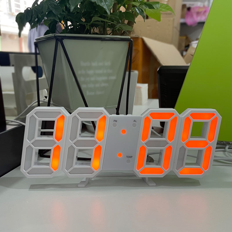 3D digital alarm clock Creative intelligent photosensitive LED wall mounted clock intelligent luminous digital clock electronic alarm clock