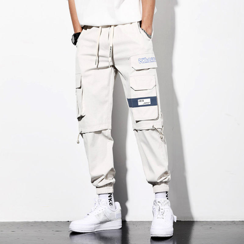 Men's Pants Fashion Sweatpants Streetwear Cargo Pants Men Ribbons Pockets Joggers Hip Hop Men's Trousers 230512