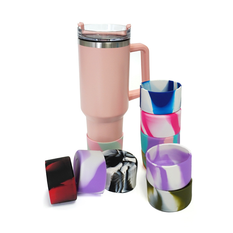 7.5cm Silicone protective water bottle boot for 40oz tumblers Coaster Bottle Sleeve Anti-slip bottom protective cover cup flask Gradient camo colors s