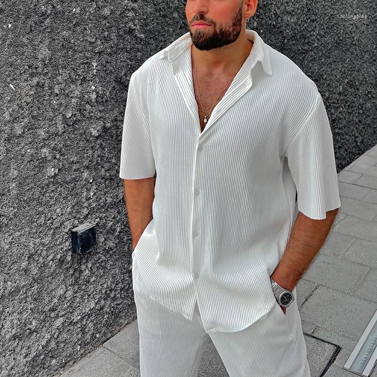 Mens Tracksuits Mens Leisure And Loose Beach In Europe The United States Are Packed With A Pure Color Short-sleeved Suit