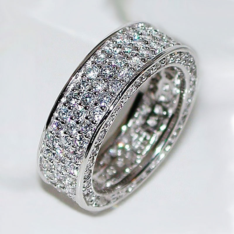 2023 Top Sell Wedding Rings Luxury Jewelry 925 Sterling Silver Fill Full Pave White 5A Cubic Zircon CZ Diamond Handmade Party Women Engagement Band Ri