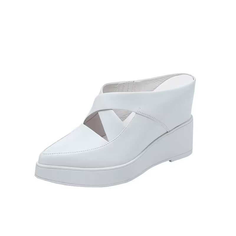 Slippers Pointed point heelless half slippers outside Baotou spring and summer platform cake show thin wedged women's shoes G230512