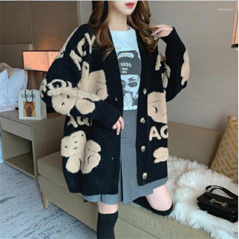 Women's Knits 2023 Autumn Ladies Sweater Cardigan Button Down Long Sleeve Kawaii For Women Bear Letter Pattern Cute Loose Knit Coat, Black
Women's Knits 2023 Autumn Ladies Sweater Cardigan Button Down Long Sleeve Kawaii For Women Bear Letter Pattern Cute Loose Knit Coat, Black