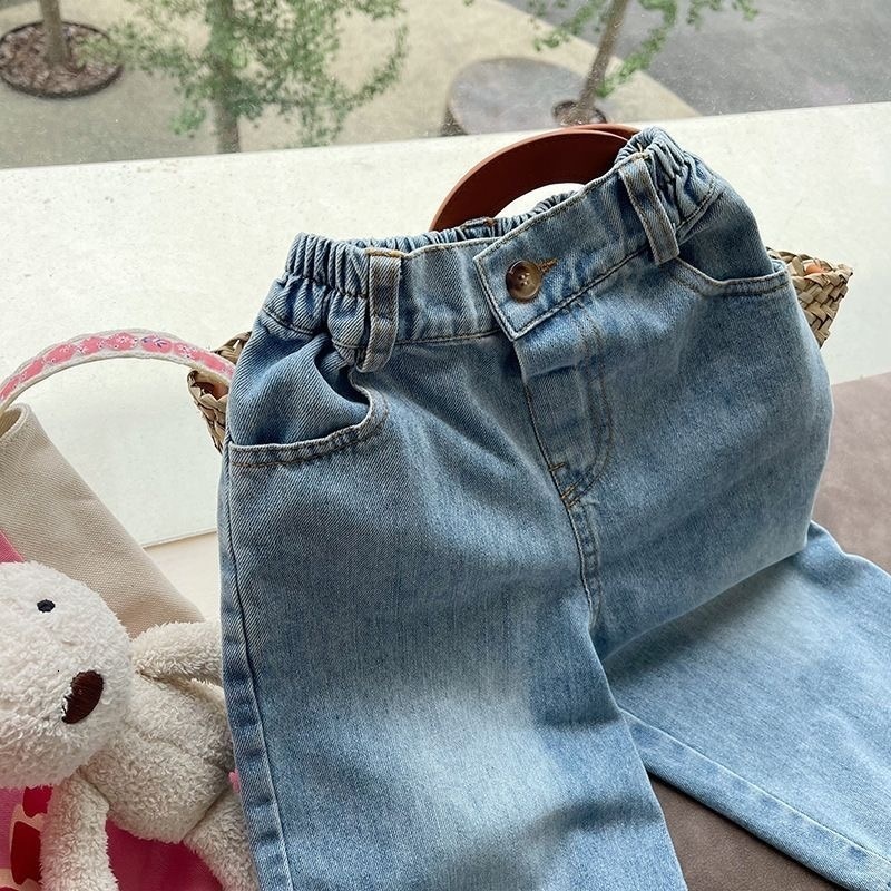 Jeans Fashion Baby Girl Boy Wide Leg Jeans Pant Cotton Shirt Infant Toddler Child Loose Denim Trousers Casual Baby Clothes 1-7Y 230512