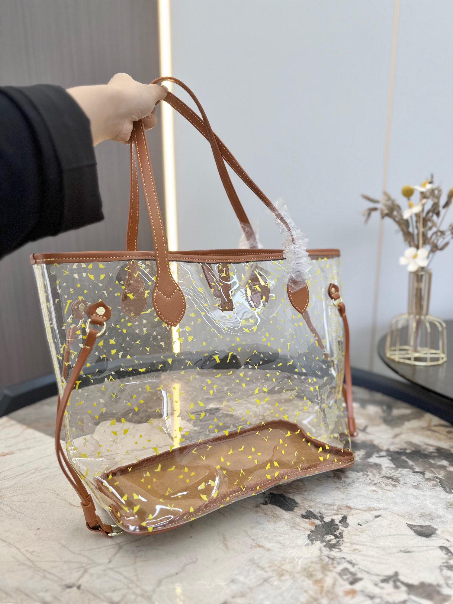 TZ Summer KEEPALL Waterproof Beach Transparent Jelly Shoulder Bag Fashion Printed Large Capacity tote bags Women Handbags 2 Piece Set Clear Travel Bag Clutch purses, Brown
TZ Summer KEEPALL Waterproof Beach Transparent Jelly Shoulder Bag Fashion Printed Large Capacity tote bags Women Handbags 2 Piece Set Clear Travel Bag Clutch purses, Brown