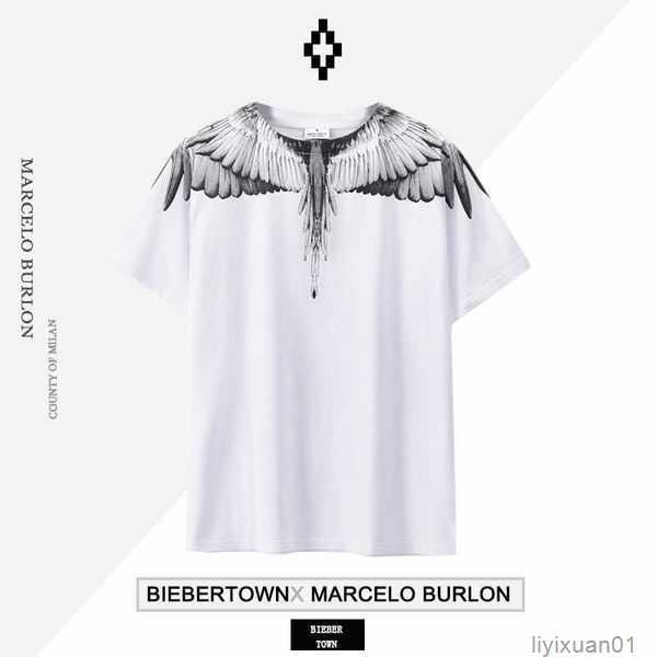 2023 Designer Marcelos Burlons Pink Purple Winged Short Sleeve Men's and Women's Street T-shirts Summer Fashion Ins 1 LYP7, White2
2023 Designer Marcelos Burlons Pink Purple Winged Short Sleeve Men's and Women's Street T-shirts Summer Fashion Ins 1 LYP7, White2