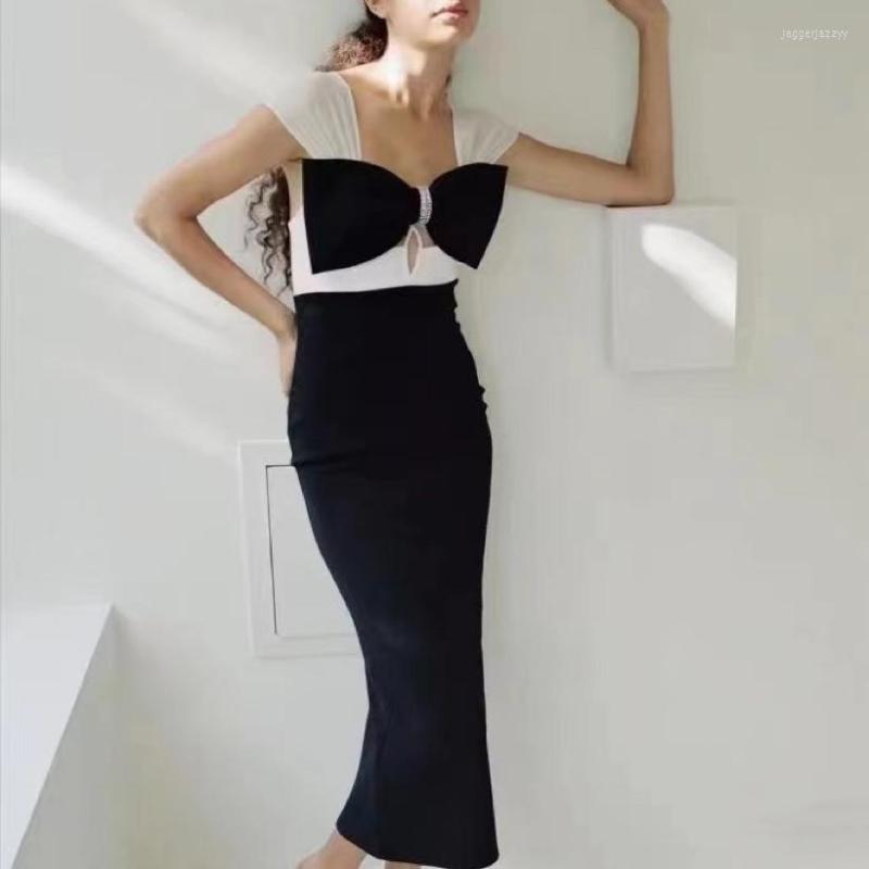 Casual Dresses Women Diamond Bow Decoration Contrast Dress Sexy Celebrity Bodycon Midi, Black
Casual Dresses Women Diamond Bow Decoration Contrast Dress Sexy Celebrity Bodycon Midi, Black