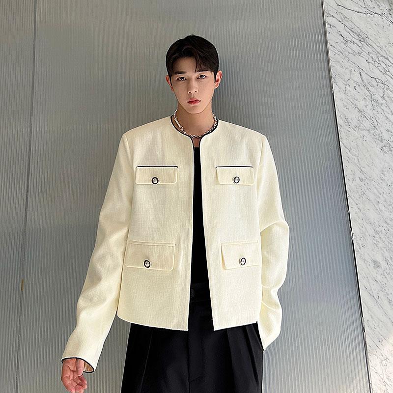 Men's Jackets Men French Fashion Collarless Loose Casual Vintage Short Coat Male Women Streetwear Commute Jacket Spring Autumn Outerwear, W0443 beige
Men's Jackets Men French Fashion Collarless Loose Casual Vintage Short Coat Male Women Streetwear Commute Jacket Spring Autumn Outerwear, W0443 beige