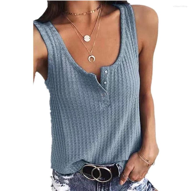 Women' Tanks 2023 European And American Summer Waffle Solid Color Button U Neck Sleeveless Top Vest, Black
Women' Tanks 2023 European And American Summer Waffle Solid Color Button U Neck Sleeveless Top Vest, Black