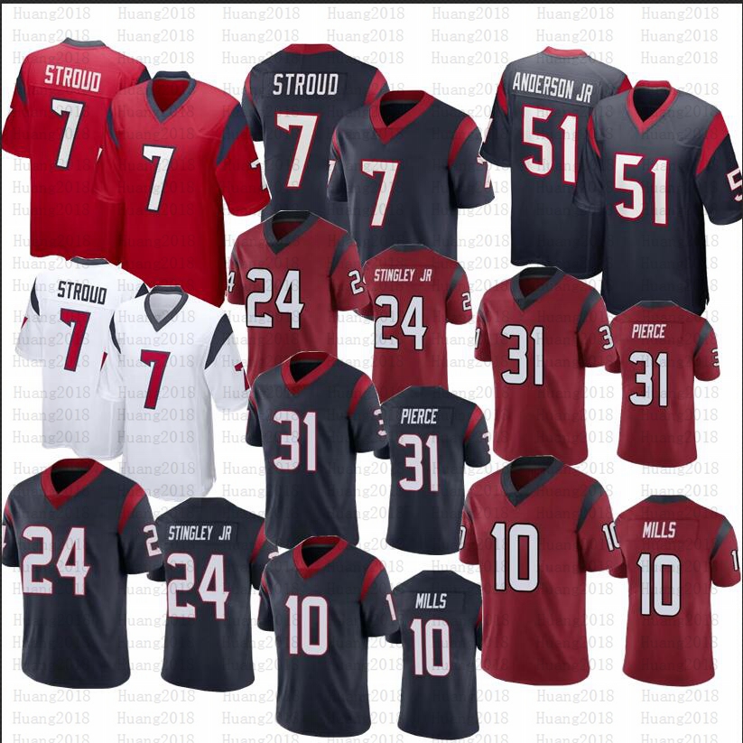 CJ Stroud Derek Stingley Jr Will Anderson Jr Football jerseys Davis Mills Jalen Pitre Dameon Pierce Robert Wood