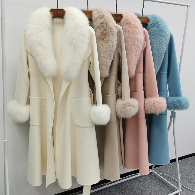 Women' Wool Women Blends Long Coat Luxury Fur Collar Cuff Cashmmere Trench Overcoat Warm Winter Spring 2023, Pink
Women' Wool Women Blends Long Coat Luxury Fur Collar Cuff Cashmmere Trench Overcoat Warm Winter Spring 2023, Pink