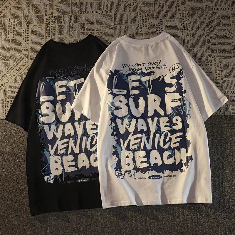 Men's TShirts European and American creative letter pure cotton short sleeved Tshirt for men and women ins summer loose casual couple y2k top 230