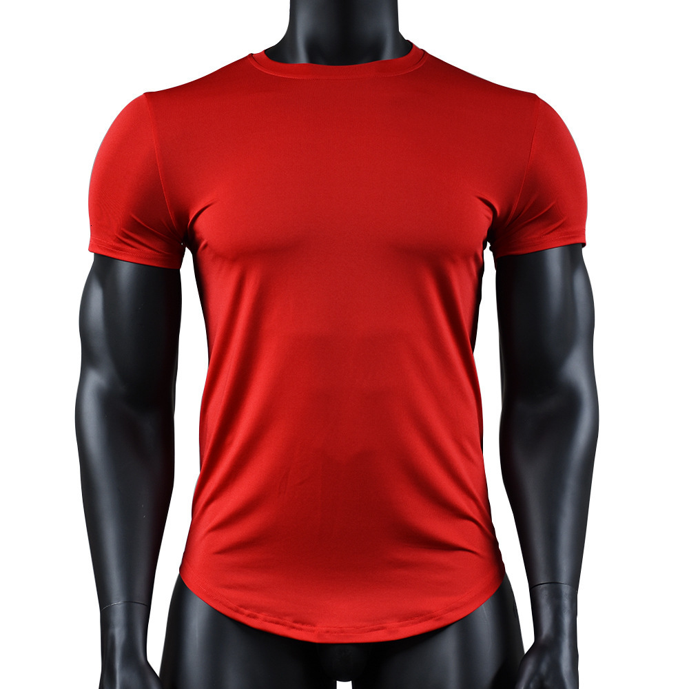 Men's TShirts Men's Workout Gym Hipster Curved Hem TShirts Muscle Fitness Hip Hop T Shirt Bodybuilding Gym Fit Tee 230512