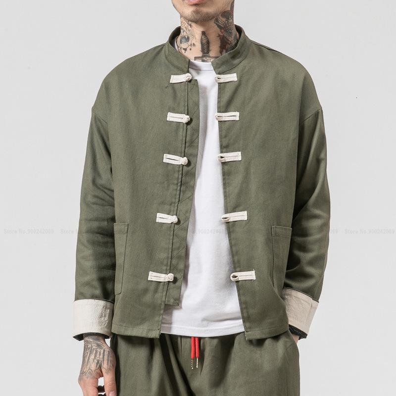 Ethnic Clothing Men Chinese Style Hanfu Tops Pants Traditional Ethnic Kung Fu Jackets Trousers Cotton Linen Tshirt Fashion Clothing 230512