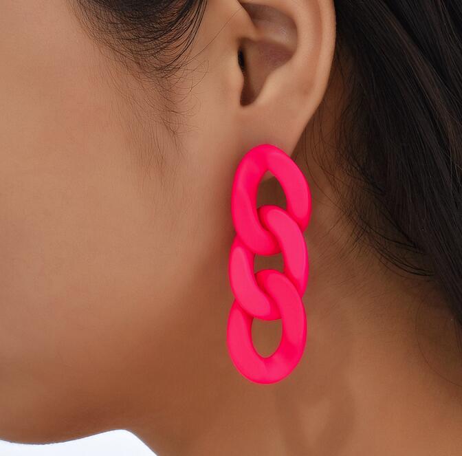 New Colorful Acrylic Chain Drop Earrings for Women Fashion Resin Geometric Earrings Bohemia Party Jewelry Gift GC2121