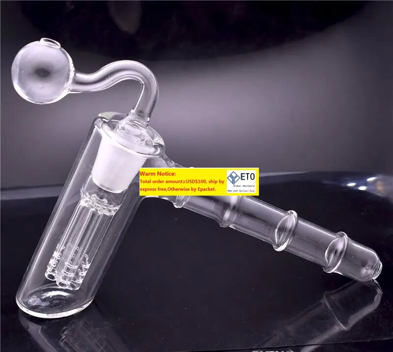 Glass hammer 6 Arm perc glass percolator bubbler bong matrix smoking pipes 18mm honeycomb water bongs with 18mm male oil burner pipe 2pcs