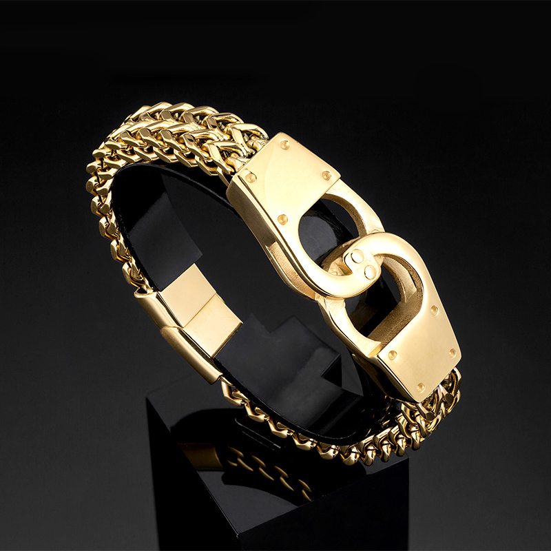 Charm Bracelets bracelets men link chain on hand hip hop stainless steel Golden jewelry gifts for accessories 230511