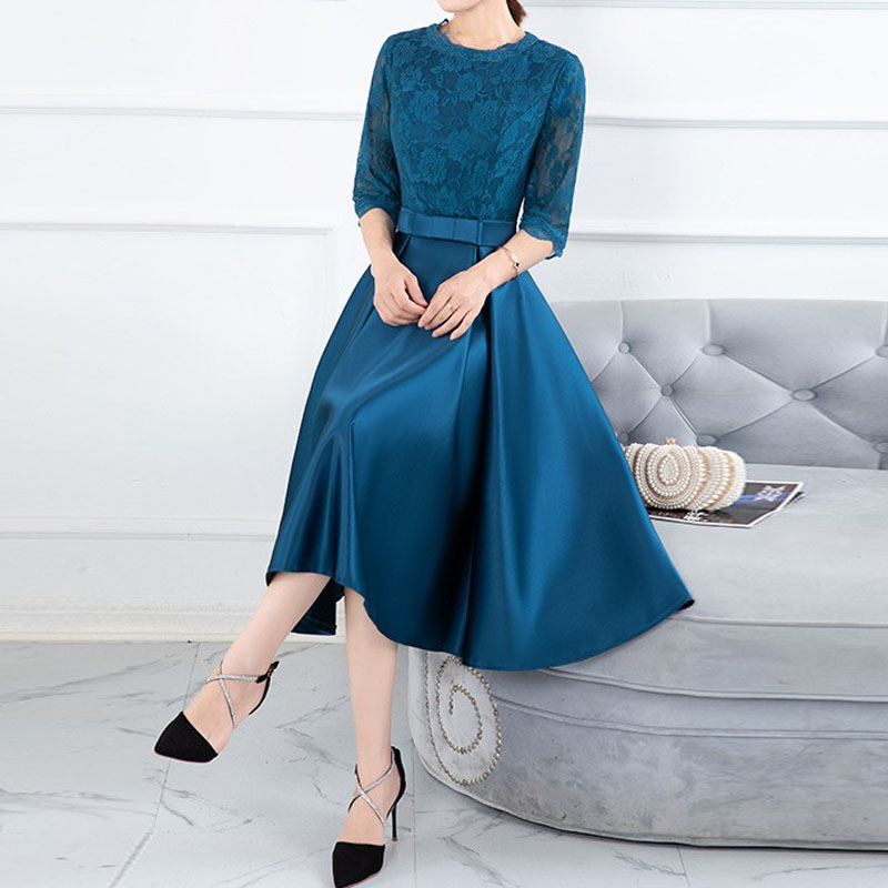Short Mother of the Bride Dresses Hunter, Sage, Light Brown Mother's Party Gowns Satin with Lace Dress Half Sleeves Summer Style