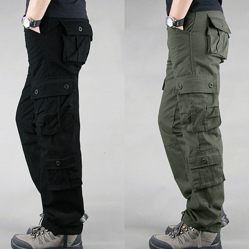 Men's Pants Men Army Pants Cargo Trousers Military 8 Pockets Overalls Cargo Pants Male Full Long Pents Worker Trousers Plus 4XL Casual Pants 2305