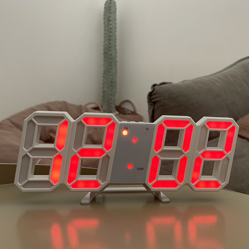 3D digital alarm clock Creative intelligent photosensitive LED wall mounted clock intelligent luminous digital clock electronic alarm clock