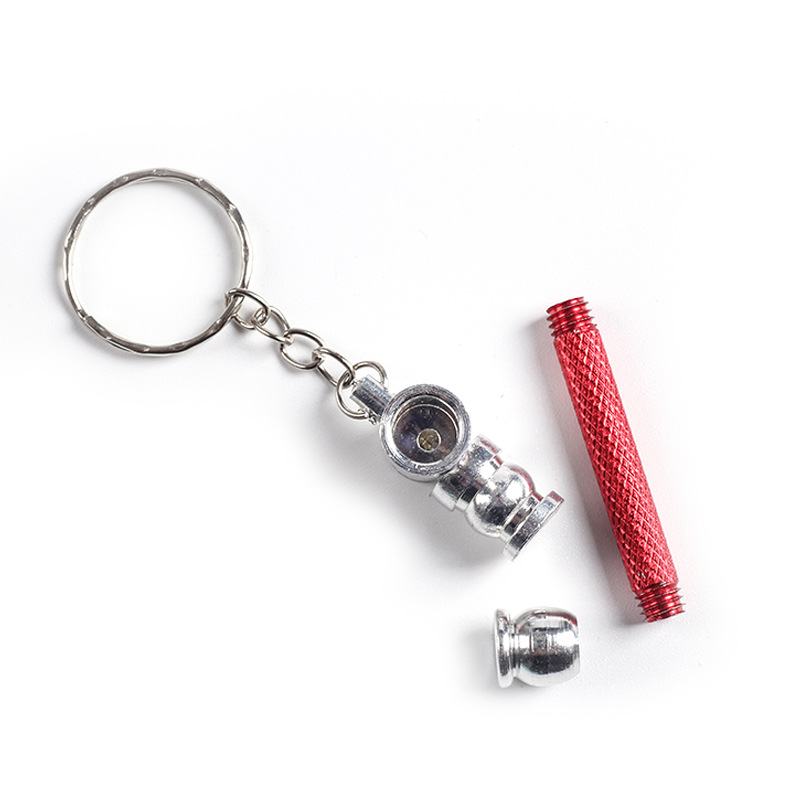 Metal Smoking Pipe keychain Mini Straight Pipe Household Smoking Accessories 9 Colors