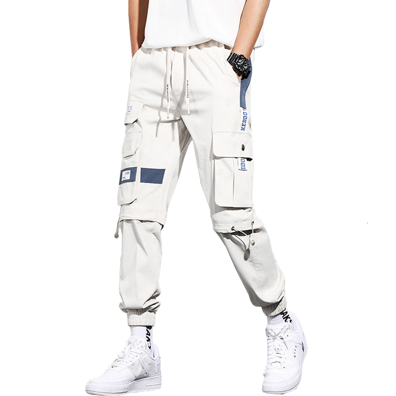 Men's Pants Fashion Sweatpants Streetwear Cargo Pants Men Ribbons Pockets Joggers Hip Hop Men's Trousers 230512
