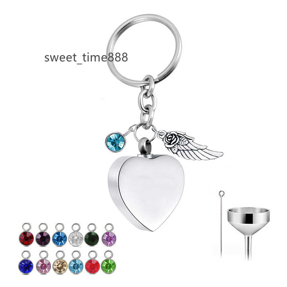 12 colors Angel Wing Charm Key Rings Cremation Ashes Jewelry Souvenir Keychain Heart Shape Memorial Urn with Birthstone Crystal
12 colors Angel Wing Charm Key Rings Cremation Ashes Jewelry Souvenir Keychain Heart Shape Memorial Urn with Birthstone Crystal