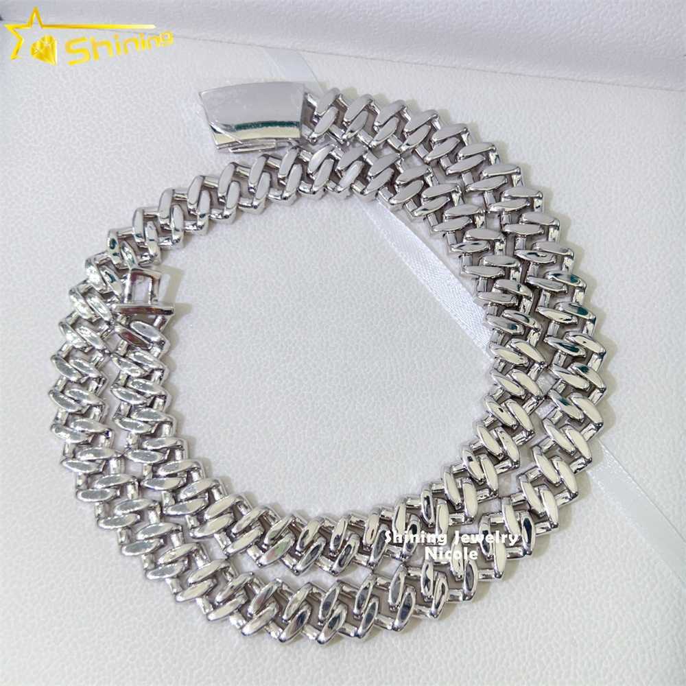 Pass Diamond Tester Hip Hop Popular 925 White Gold Real Vvs Moissanite 14mm Cuban Link Chain