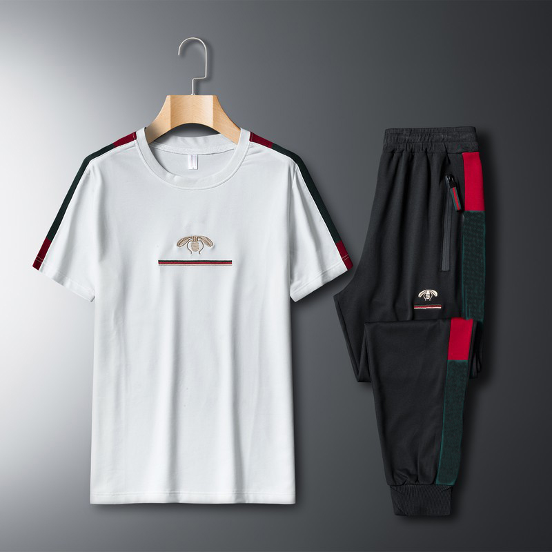 Men's Tracksuits Elastic Casual Embroidered Short Sleeve O-neck Suit Fitness Sports Trousers Set Two Piece Tracksuit Men Streetwear Clothing
Men's Tracksuits Elastic Casual Embroidered Short Sleeve O-neck Suit Fitness Sports Trousers Set Two Piece Tracksuit Men Streetwear Clothing