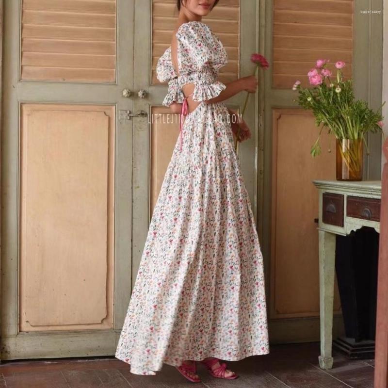 Casual Dresses Women Floral Print Long Cotton Dress 2023 Square Collar Lantern Sleeve Holiday Style Sexy Backless, White
Casual Dresses Women Floral Print Long Cotton Dress 2023 Square Collar Lantern Sleeve Holiday Style Sexy Backless, White