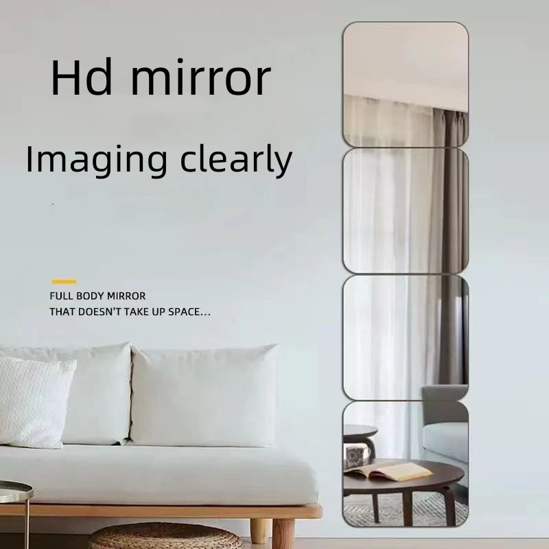 Stick a wall mirror wall adhesive acrylic bathroom toilet general household cosmetic mirror mirror hd from punching