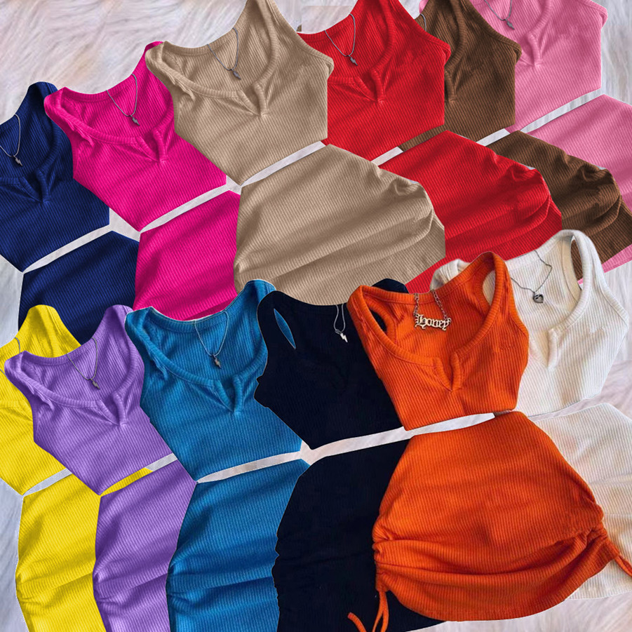 Designer Summer Dress Sets Women Ribbed Outfits Sexy sleeveless tank top and Mini Skirt Two Piece Sets Bodycon Skirt Suits Street Wear Bulk Wholesale Clothes 7783-1, Yellow
Designer Summer Dress Sets Women Ribbed Outfits Sexy sleeveless tank top and Mini Skirt Two Piece Sets Bodycon Skirt Suits Street Wear Bulk Wholesale Clothes 7783-1, Yellow