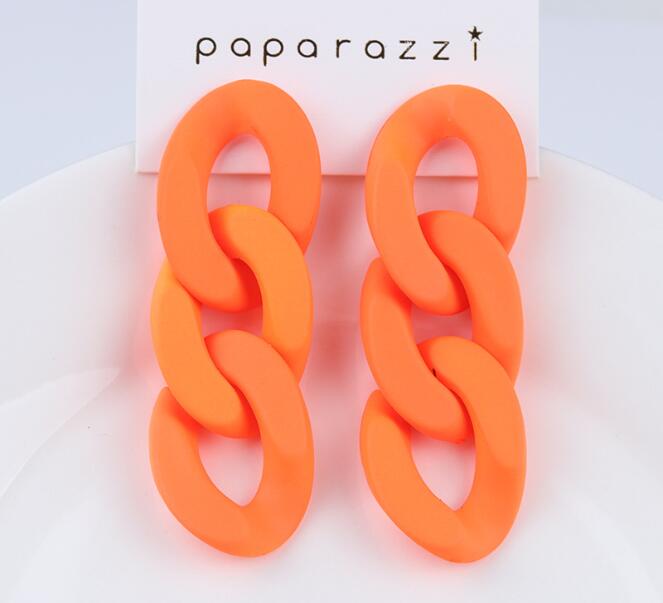 New Colorful Acrylic Chain Drop Earrings for Women Fashion Resin Geometric Earrings Bohemia Party Jewelry Gift GC2121