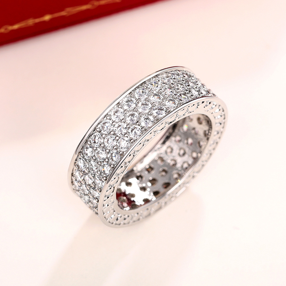 2023 Top Sell Wedding Rings Luxury Jewelry 925 Sterling Silver Fill Full Pave White 5A Cubic Zircon CZ Diamond Handmade Party Women Engagement Band Ri