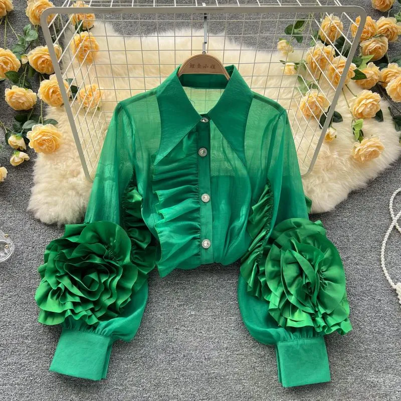 Floral Long Lantern Sleeve Ruffles Stitching Blouses Summer Women's Blouses Women Lapel Collar Single Breatsed Solid Color Loose Shirt Top, Same as picture
Floral Long Lantern Sleeve Ruffles Stitching Blouses Summer Women's Blouses Women Lapel Collar Single Breatsed Solid Color Loose Shirt Top, Same as picture