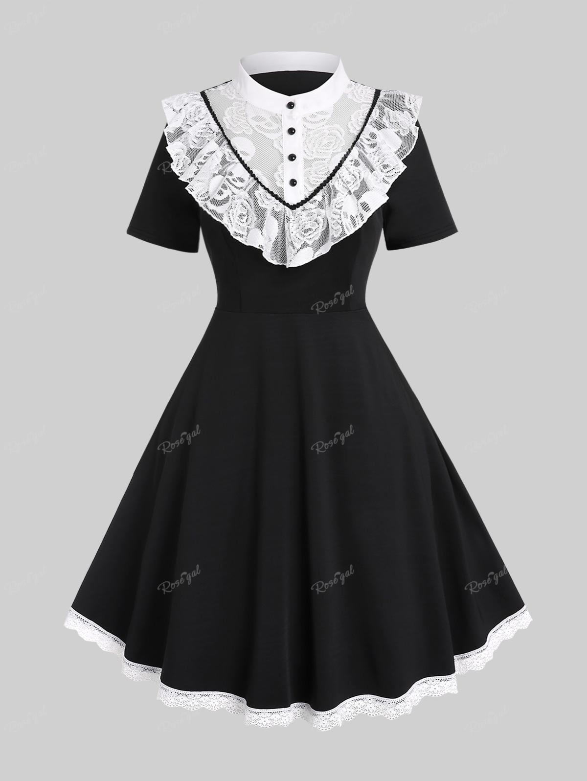 T-Shirt ROSEGAL Plus Size Gothic Contrast Lace Panel Retro Fit And Flare Dress Women Vintage Streetwear Cosplay Dresses Vestidos 5XL, Black
T-Shirt ROSEGAL Plus Size Gothic Contrast Lace Panel Retro Fit And Flare Dress Women Vintage Streetwear Cosplay Dresses Vestidos 5XL, Black