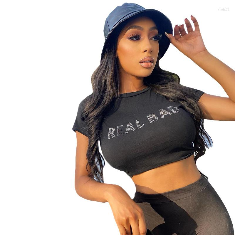 Women' T Shirts Slim Fit Rhinestone Letter Graphic T-shirts Streetwear Short Sleeve Crop Tops Tee, Black
Women' T Shirts Slim Fit Rhinestone Letter Graphic T-shirts Streetwear Short Sleeve Crop Tops Tee, Black