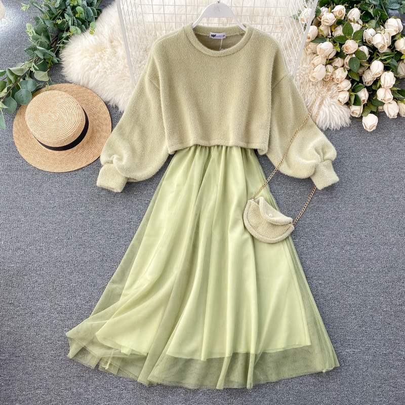 Two Piece Dress Women Knitted Sweater autumn Winter O Neck Sweaters And Spaghetti Strap Dress Set Female Dress Sweet Two Pieces Suit 230512