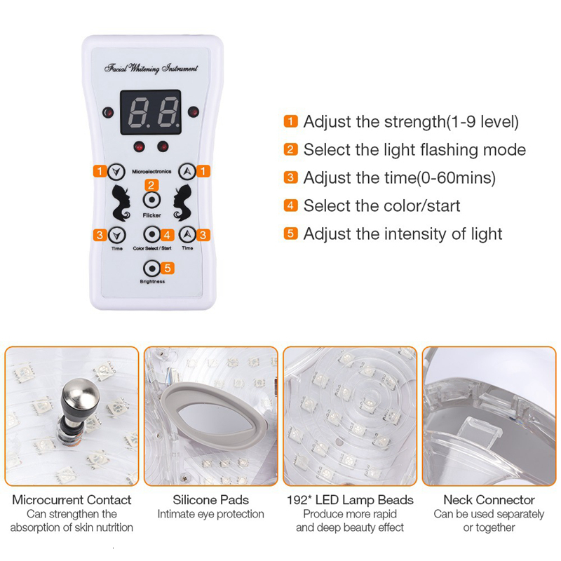 Face Care Devices 7Color LED Colorful Pon Mask Professional Beauty Skin Rejuvenation Neck Home 230512
