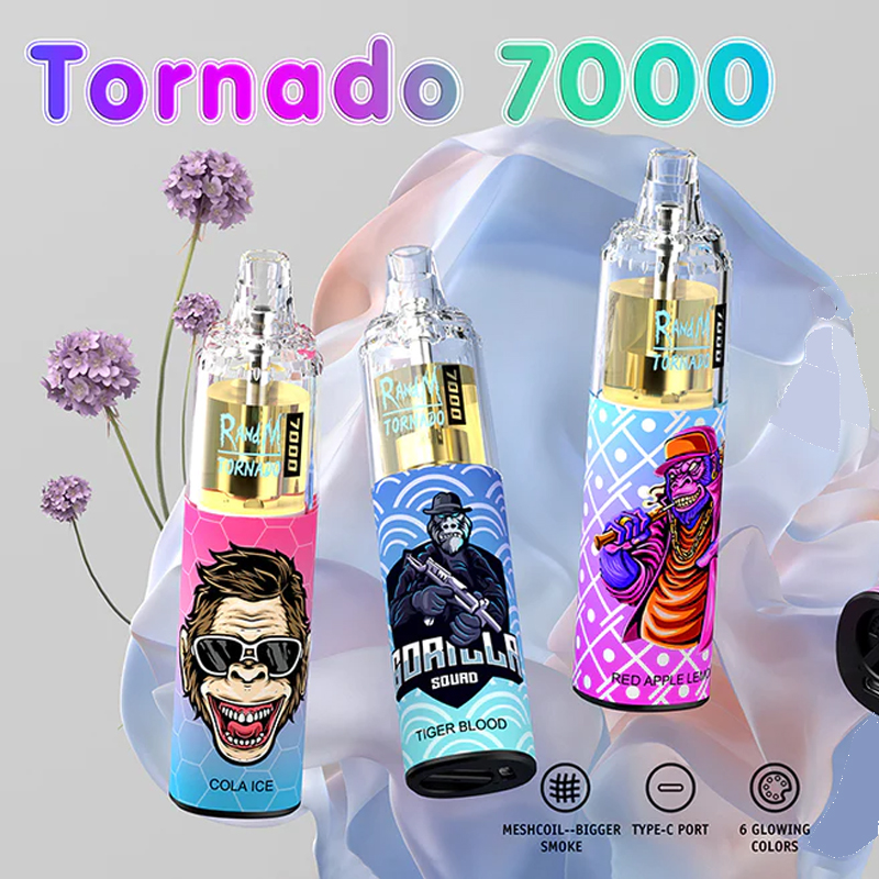 Authentic RandM Tornado E cigarette Devices 7000 Puffs Disposable Vape 850mAh Rechargeable battery 14ml Prefilled Pods Vaporizer kit mesh coil 0%-5%
Authentic RandM Tornado E cigarette Devices 7000 Puffs Disposable Vape 850mAh Rechargeable battery 14ml Prefilled Pods Vaporizer kit mesh coil 0%-5%