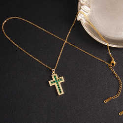 Fashion Trend Dia Chain Womens Mens Jewelry Gold CZ Pendant Flashing Cross Stainless Steel Necklace Free Shipping