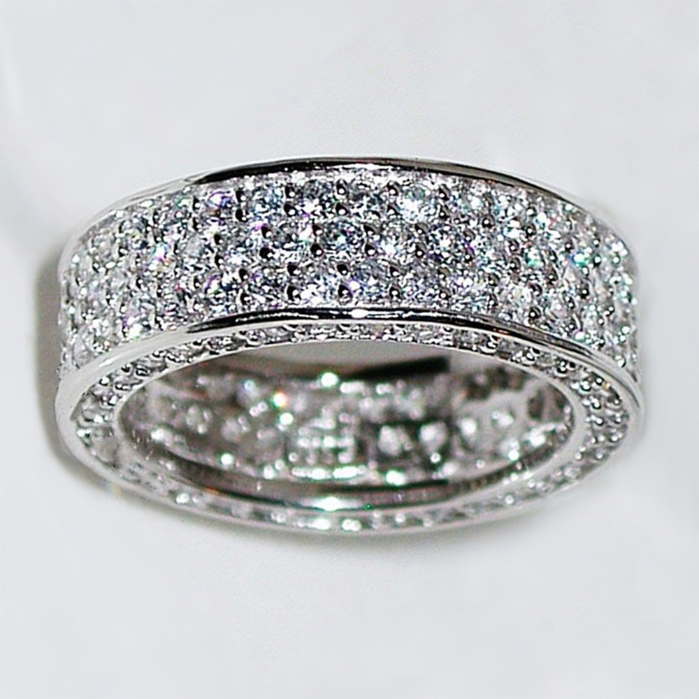 2023 Top Sell Wedding Rings Luxury Jewelry 925 Sterling Silver Fill Full Pave White 5A Cubic Zircon CZ Diamond Handmade Party Women Engagement Band Ri