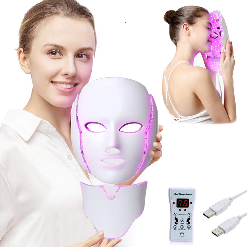Face Care Devices 7Color LED Colorful Pon Mask Professional Beauty Skin Rejuvenation Neck Home 230512