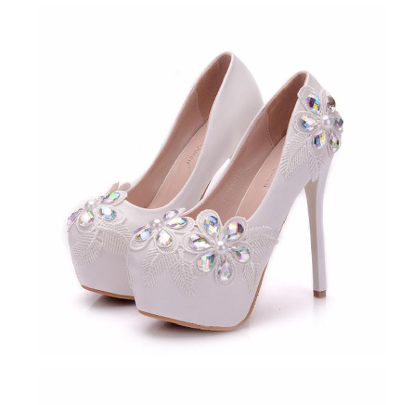 Dress Shoes High Heeled Women's Banquet Wedding Party Rhinestone Lace Heels, White
Dress Shoes High Heeled Women's Banquet Wedding Party Rhinestone Lace Heels, White