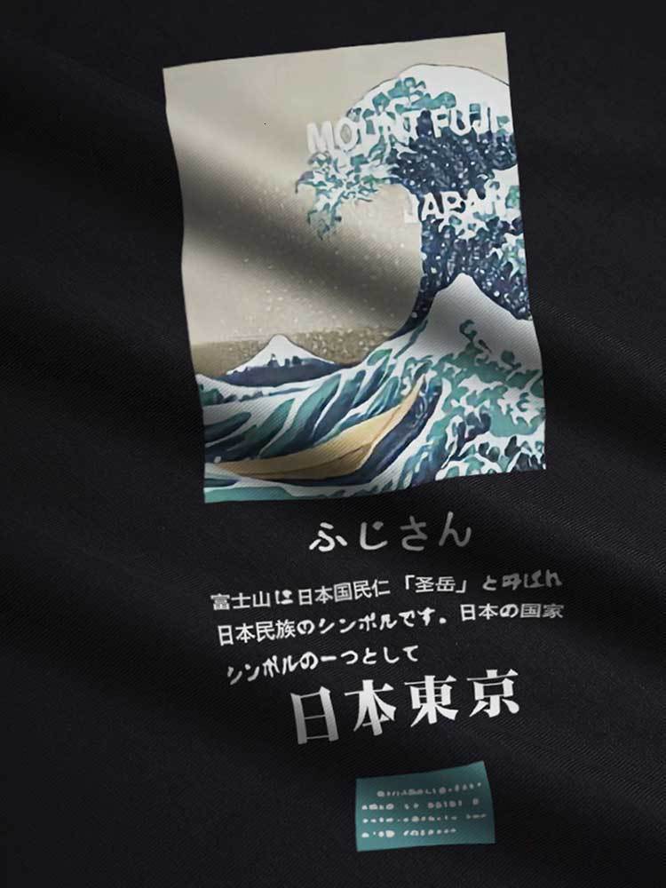 Men's T-ShirtsT-shirts for Men Japanese Printed Sea Wave Graphic Short Sleeves Tees Casual Summer Streetwear Cotton Tops Black Z5077975 230512